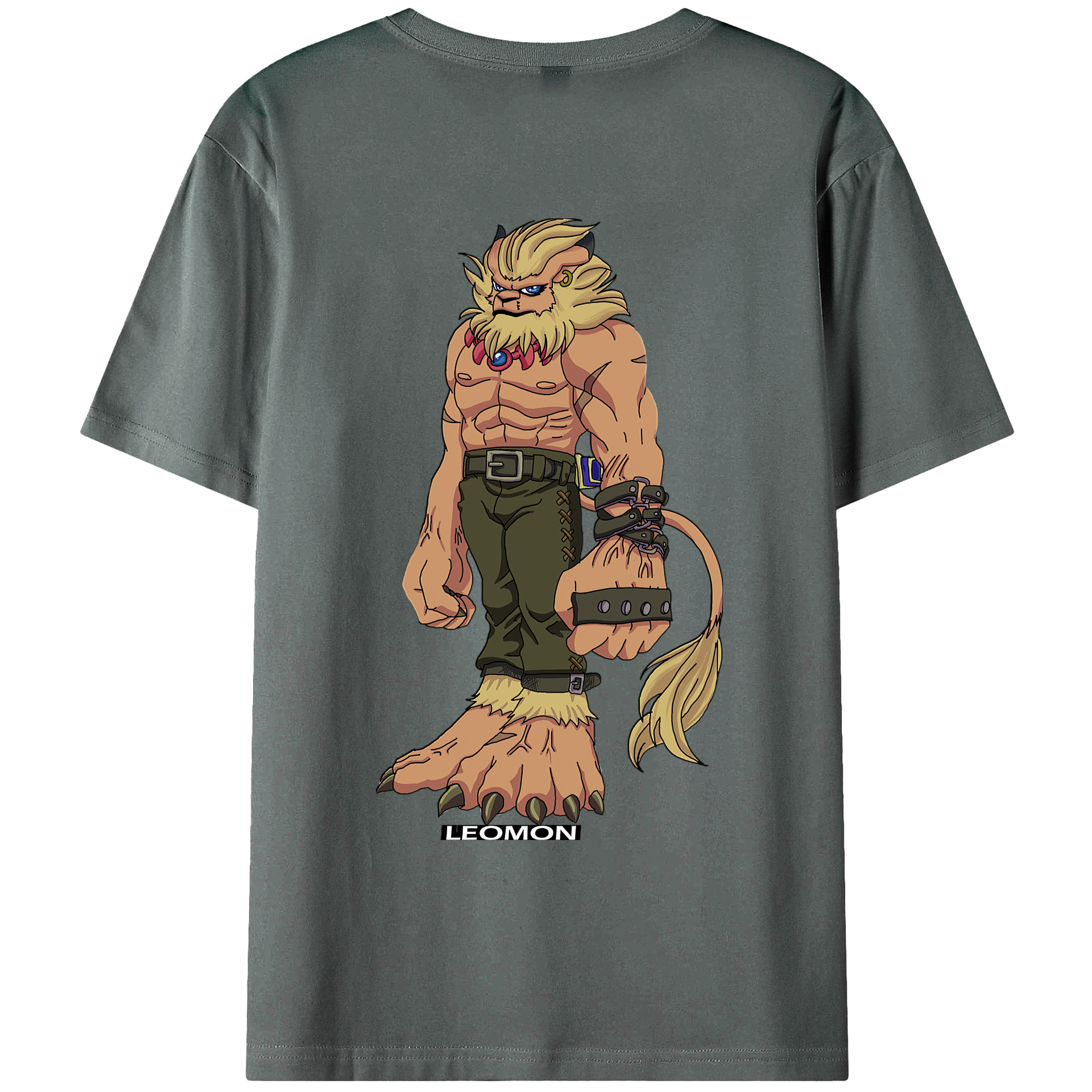 （画像用） Digimon デジタルモンスター/デジモン 綿100％ メンズ半袖Tシャツ（バックプリント） 通気性